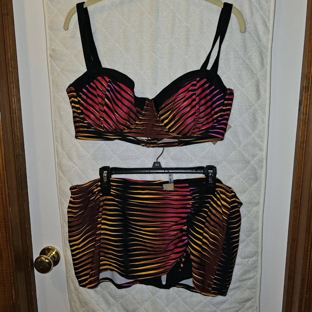 Swimsuits For All Multicolor Striped Bikini